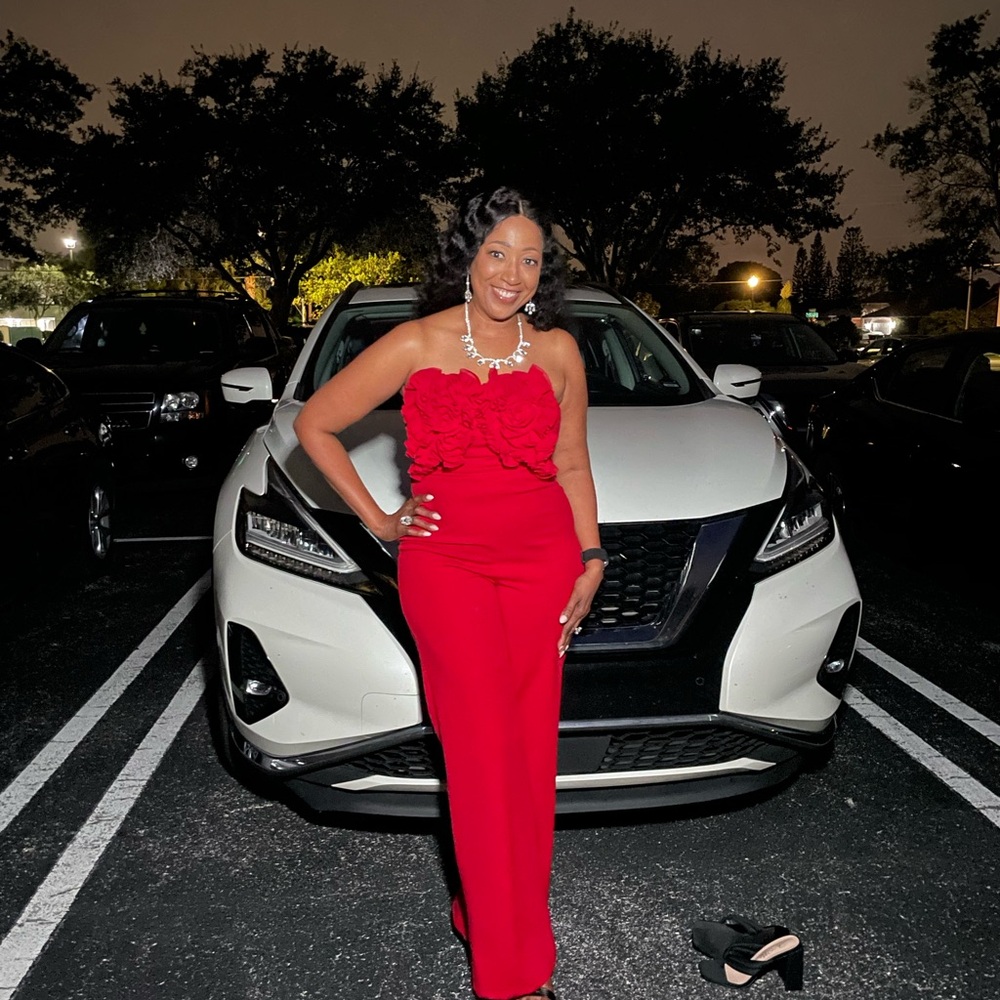 Elegant Red Strapless Jumpsuit